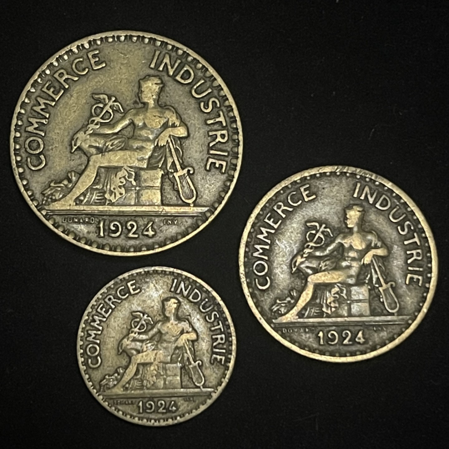外国硬币0元起拍（11） 法国商业部1924年50分1法郎2法郎