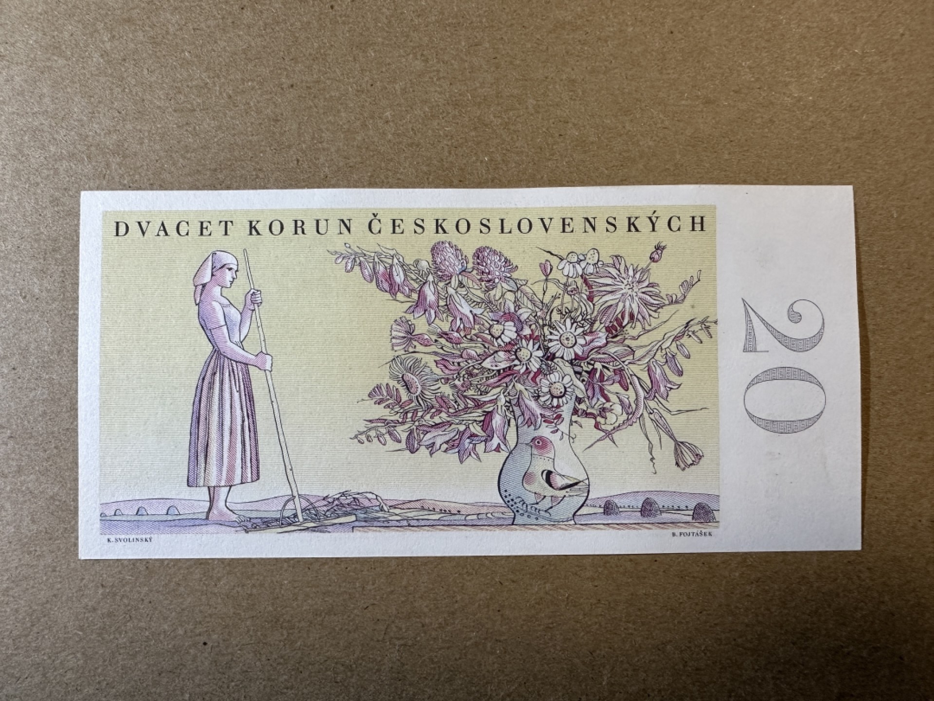 《张总收藏》77期——欧洲精品&女王钞 捷克斯洛伐克20克朗 UNC 1949年 花环少女