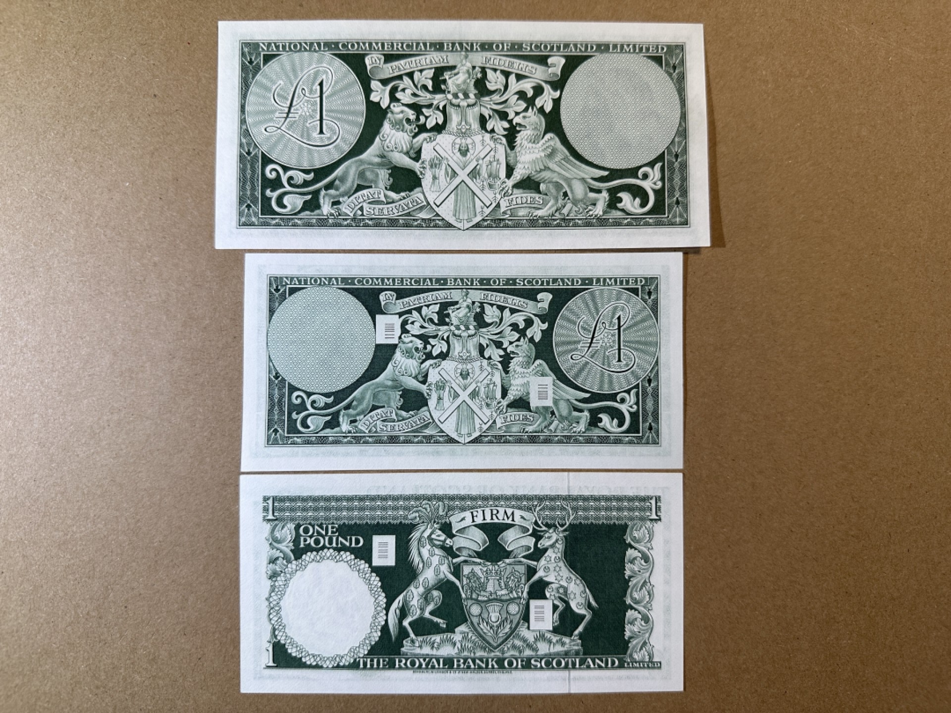 《张总收藏》77期——欧洲精品&女王钞 苏格兰1镑3张 UNC 佛斯桥1镑不同年份不同版本3张 1964、1968、1969年