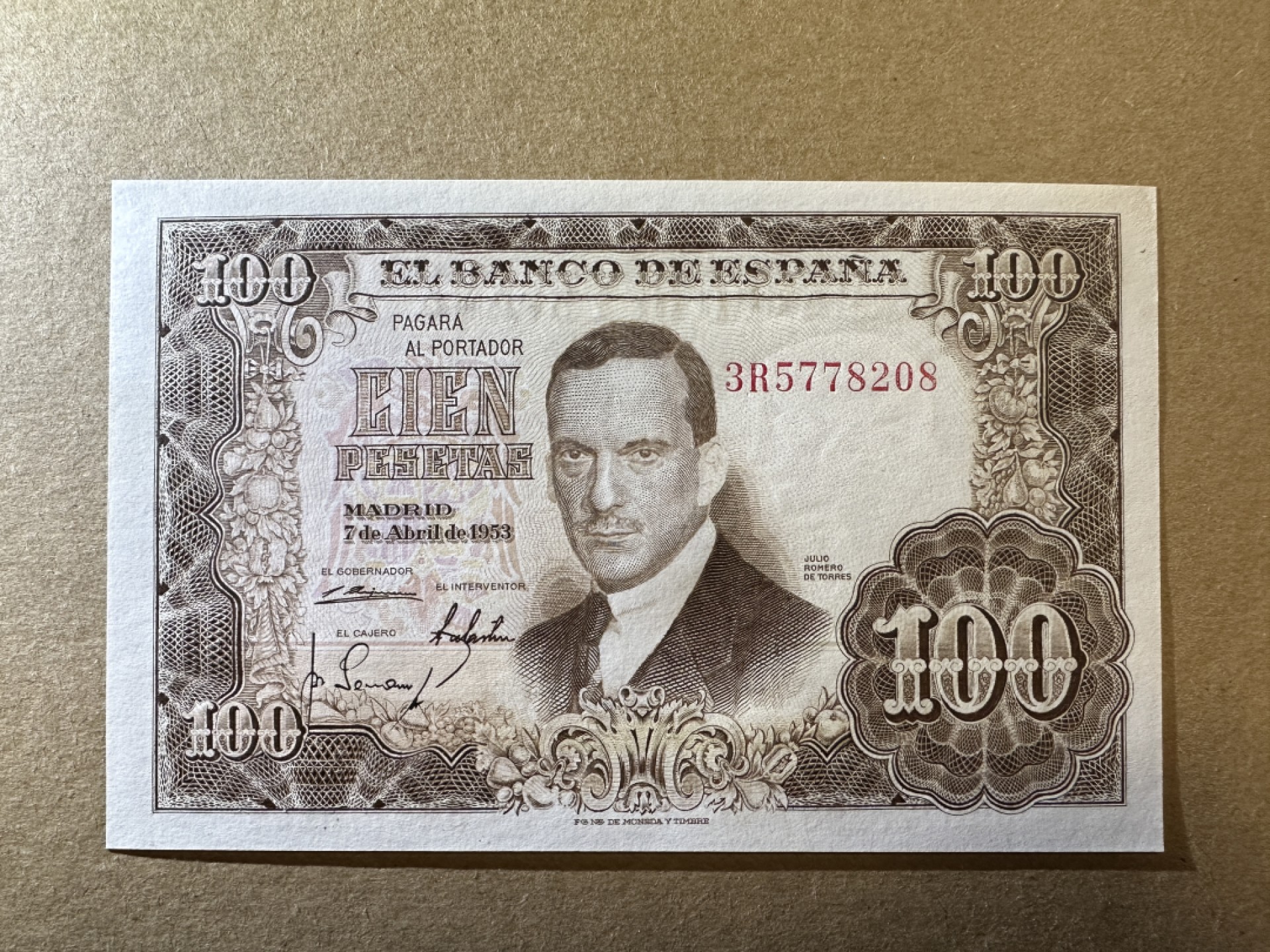 《张总收藏》77期——欧洲精品&女王钞 西班牙100比塞塔 UNC 1953年