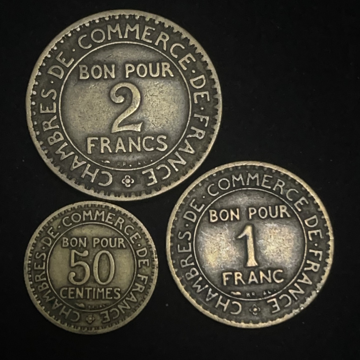 法国商务部1923年50分1法郎2法郎