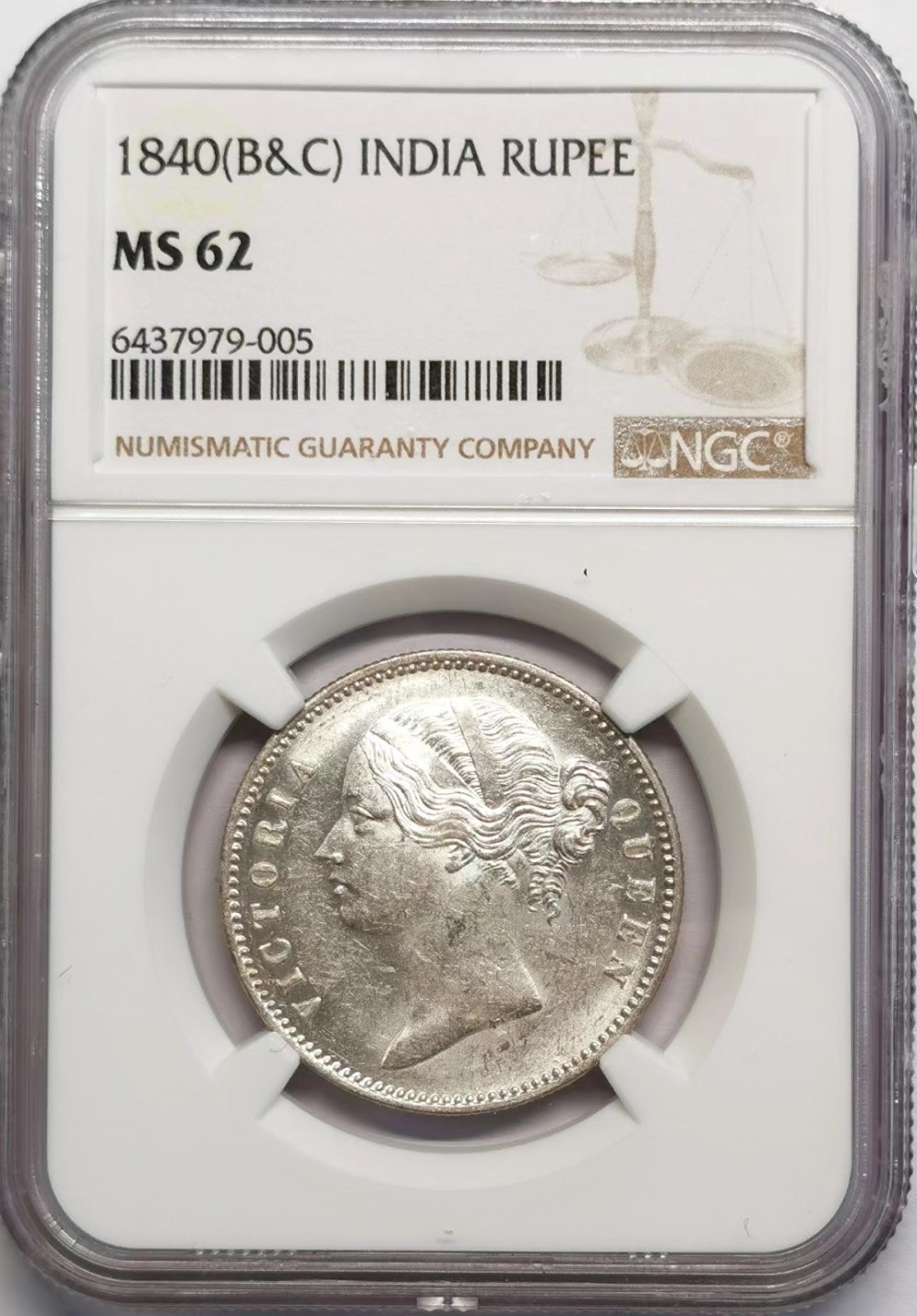 凡希社世界钱币微拍第二百十六期 1840东印度公司小维卢比NGC-MS62英伦头像！