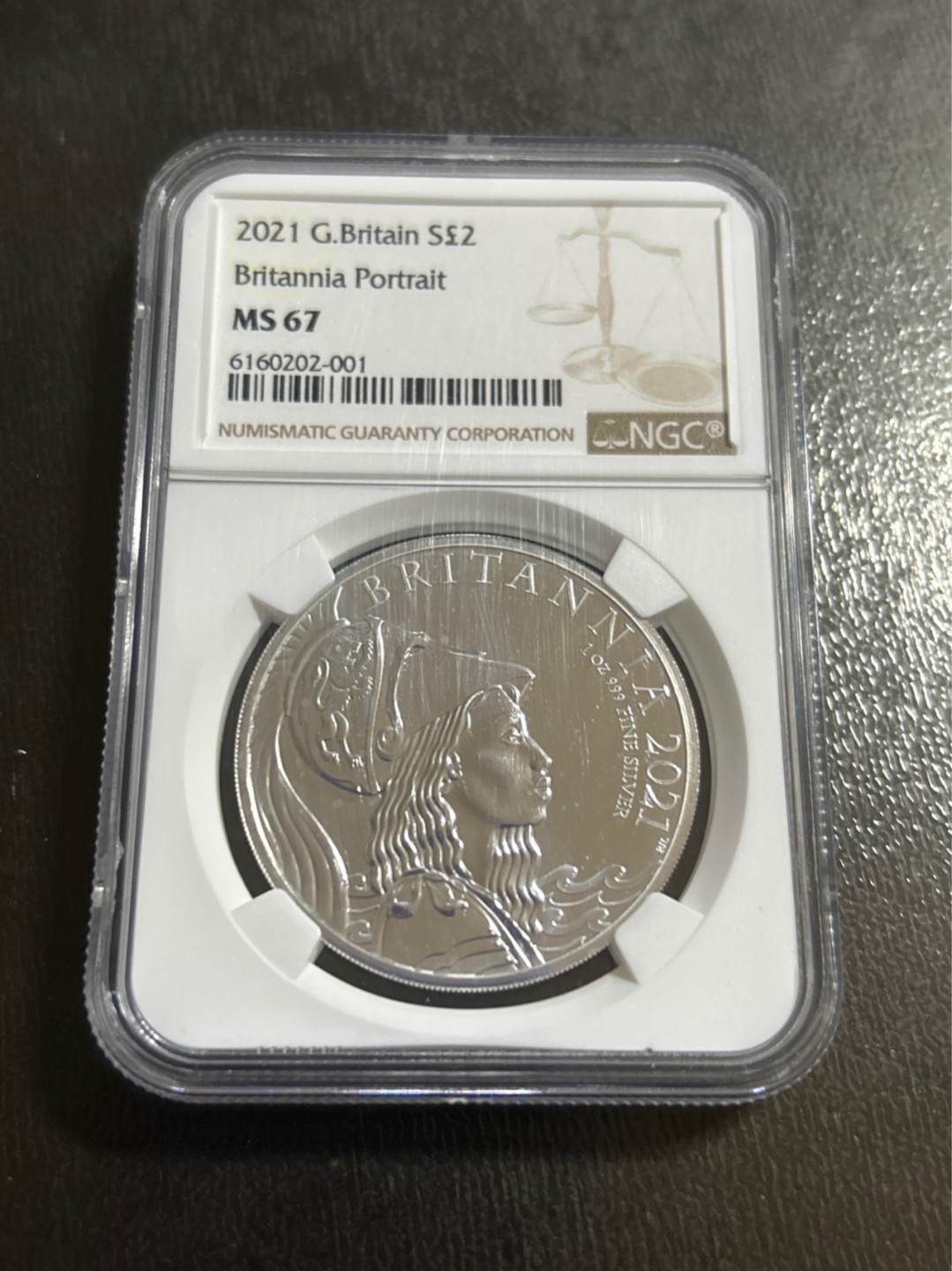 收藏联盟Quantum Auction 第201期拍卖 硬币场 2021年英国大不列颠女神2镑银币  NGC MS67