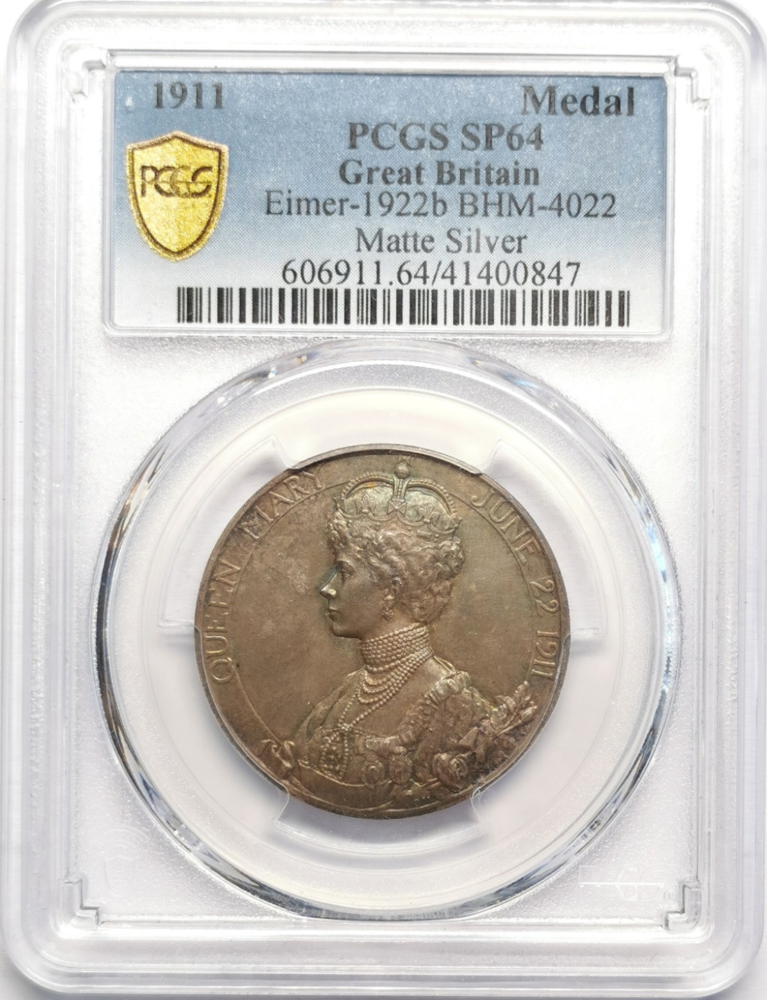 凡希社世界钱币微拍第二百十六期 1911英国乔治五世加冕纪念银章PCGS-SP64MATTE工艺！