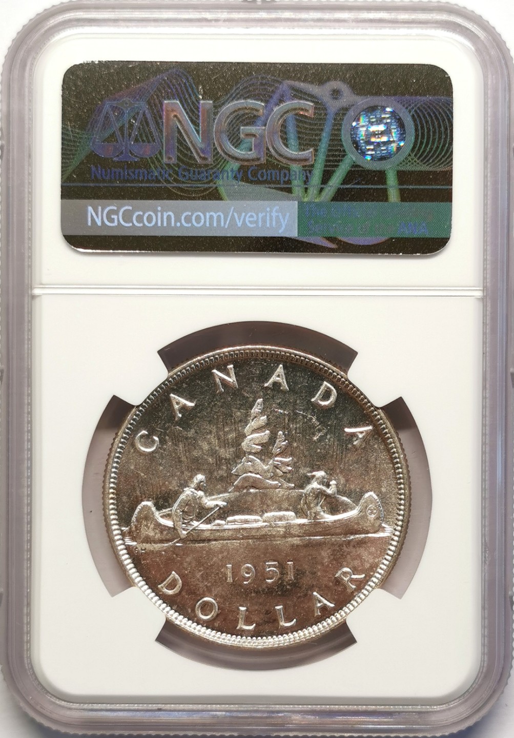 凡希社世界钱币微拍第二百十六期 1951加拿大乔六dollar大银NGC-PL62类精铸！