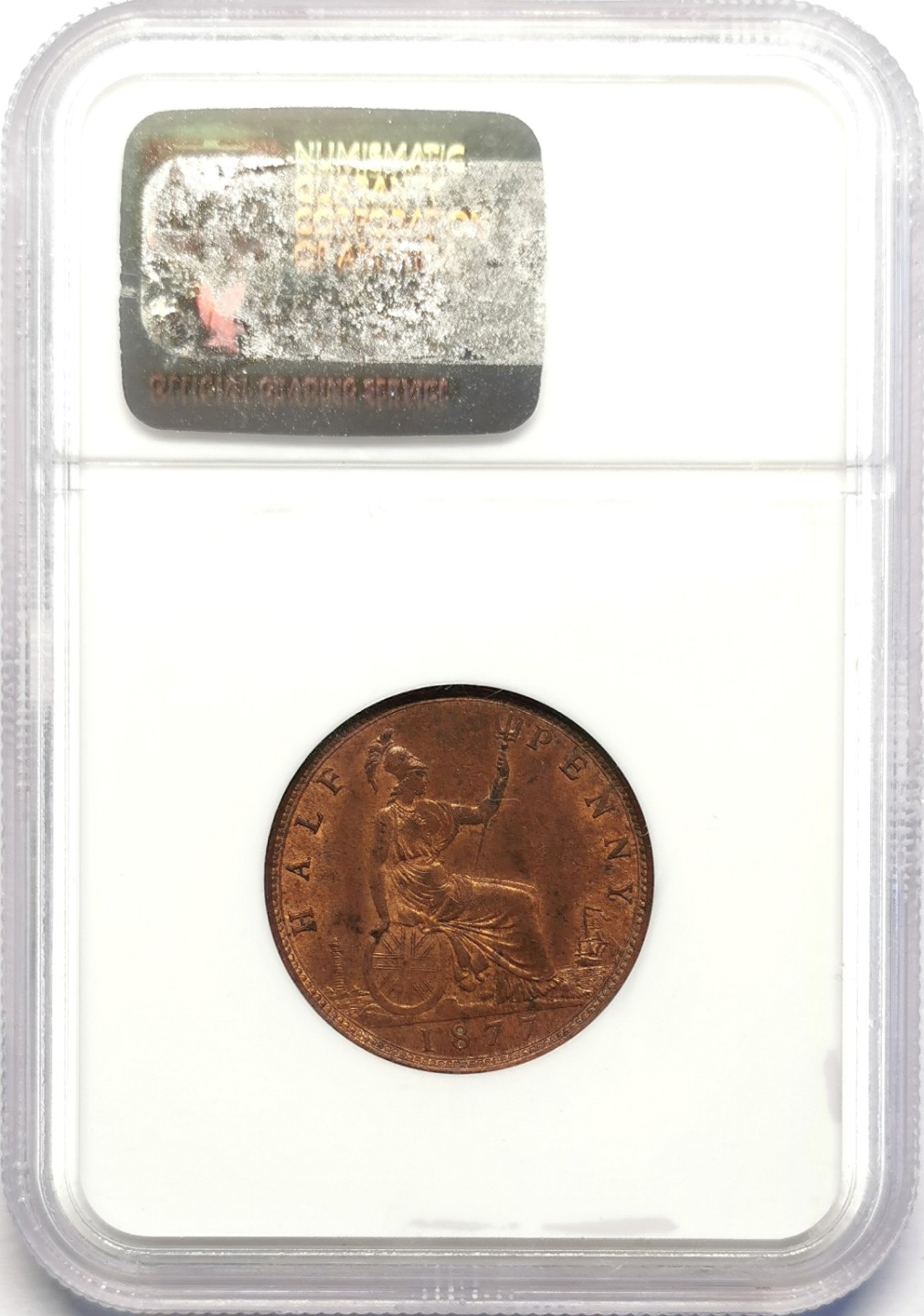 凡希社世界钱币微拍第二百十六期 1877英国维多利亚中年花冠头像1/2便士NGC-MS64