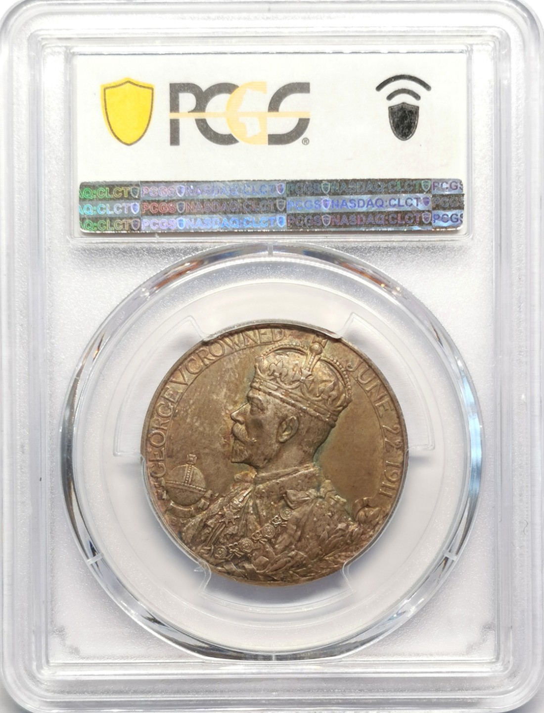 凡希社世界钱币微拍第二百十六期 1911英国乔治五世加冕纪念银章PCGS-SP64MATTE工艺！