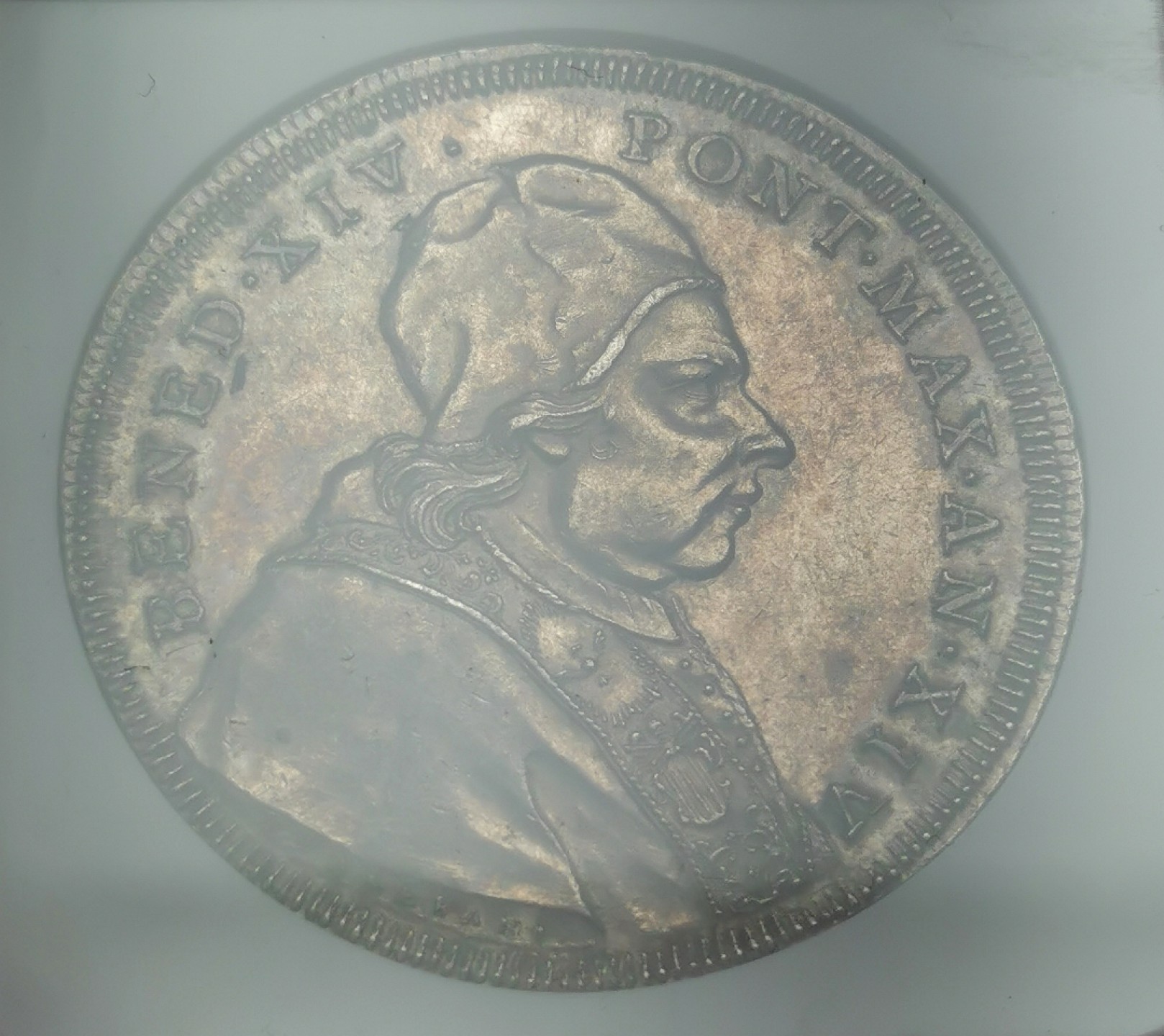 凡希社世界钱币微拍第二百十六期 荐！1753教皇国本笃十四SCUDO大银NGC-AU58图文深峻色调迷人！