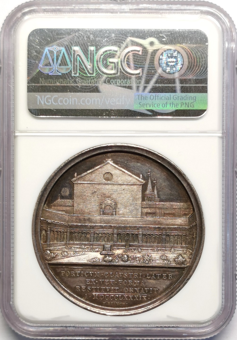 凡希社世界钱币微拍第二百十六期 1889梵蒂冈拉特兰修道院纪念银章NGC-UNCD教宗里奥八世