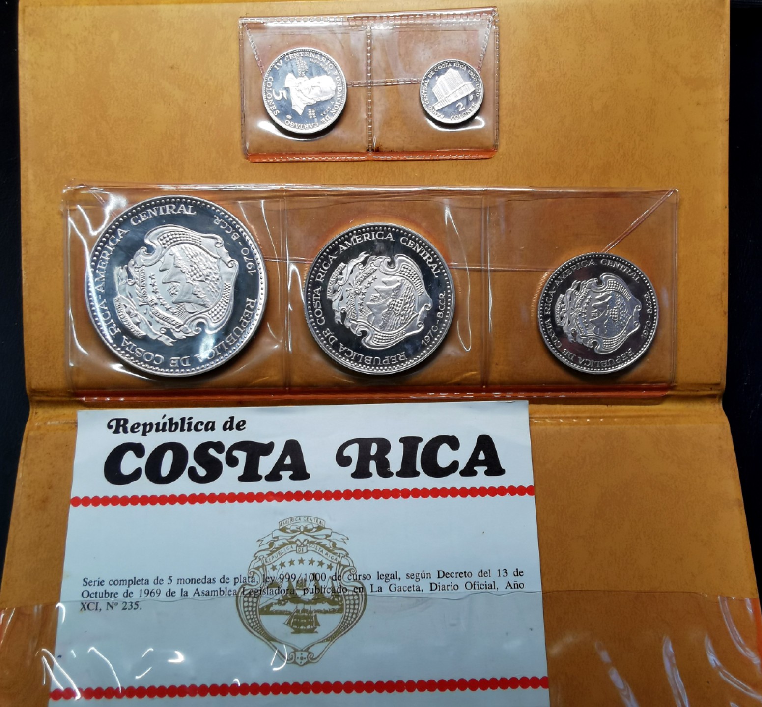 凡希社世界钱币微拍第二百十六期 1970哥斯达黎加精铸全银大钱包品相极佳！