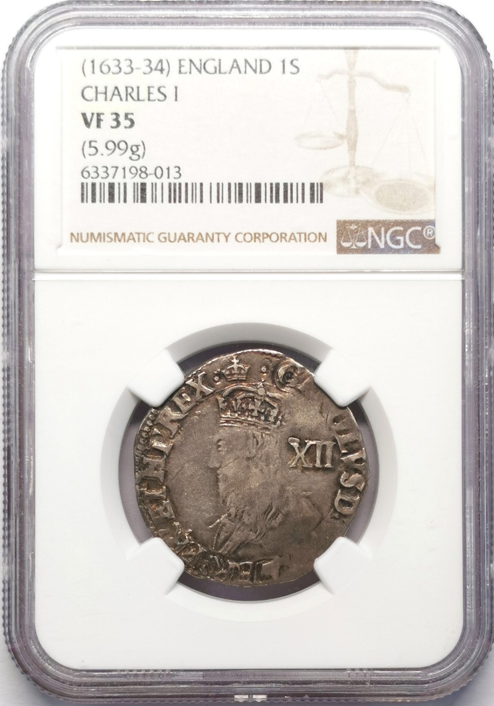 凡希社世界钱币微拍第二百十六期 1633-35英国查理一世先令银币NGC-VF35
