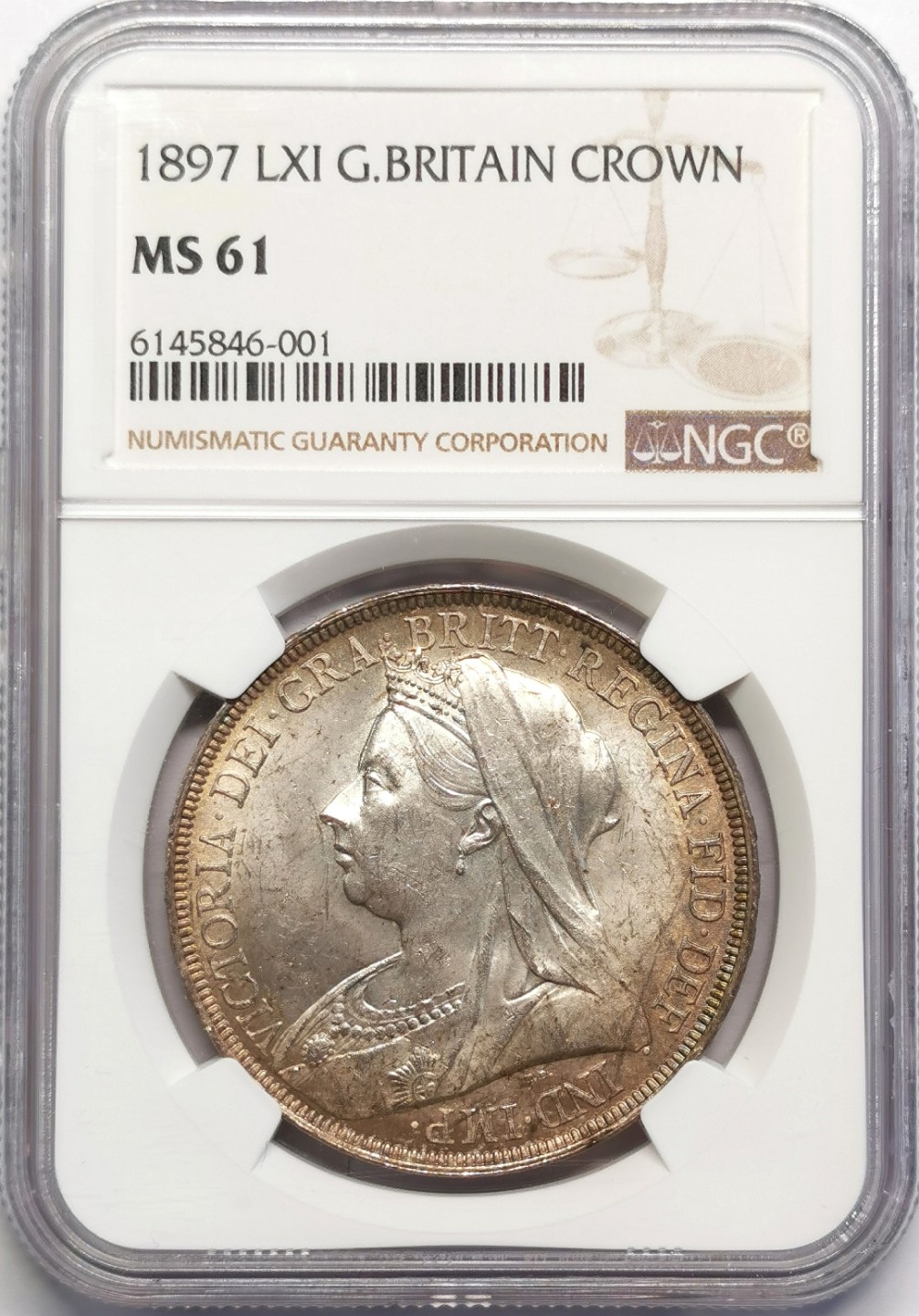 凡希社世界钱币微拍第二百十六期 1897英国老维批纱马剑NGC-MS61淡色金彩！