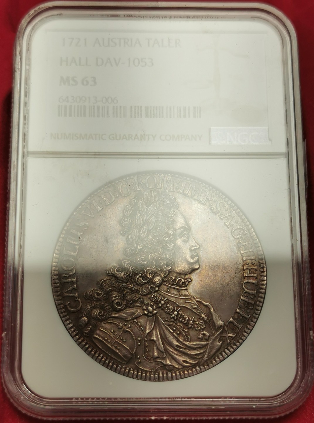 凡希社世界钱币微拍第二百十六期 荐！1721神罗查理六世泰勒大银NGC-MS63包浆醇美细节一流！