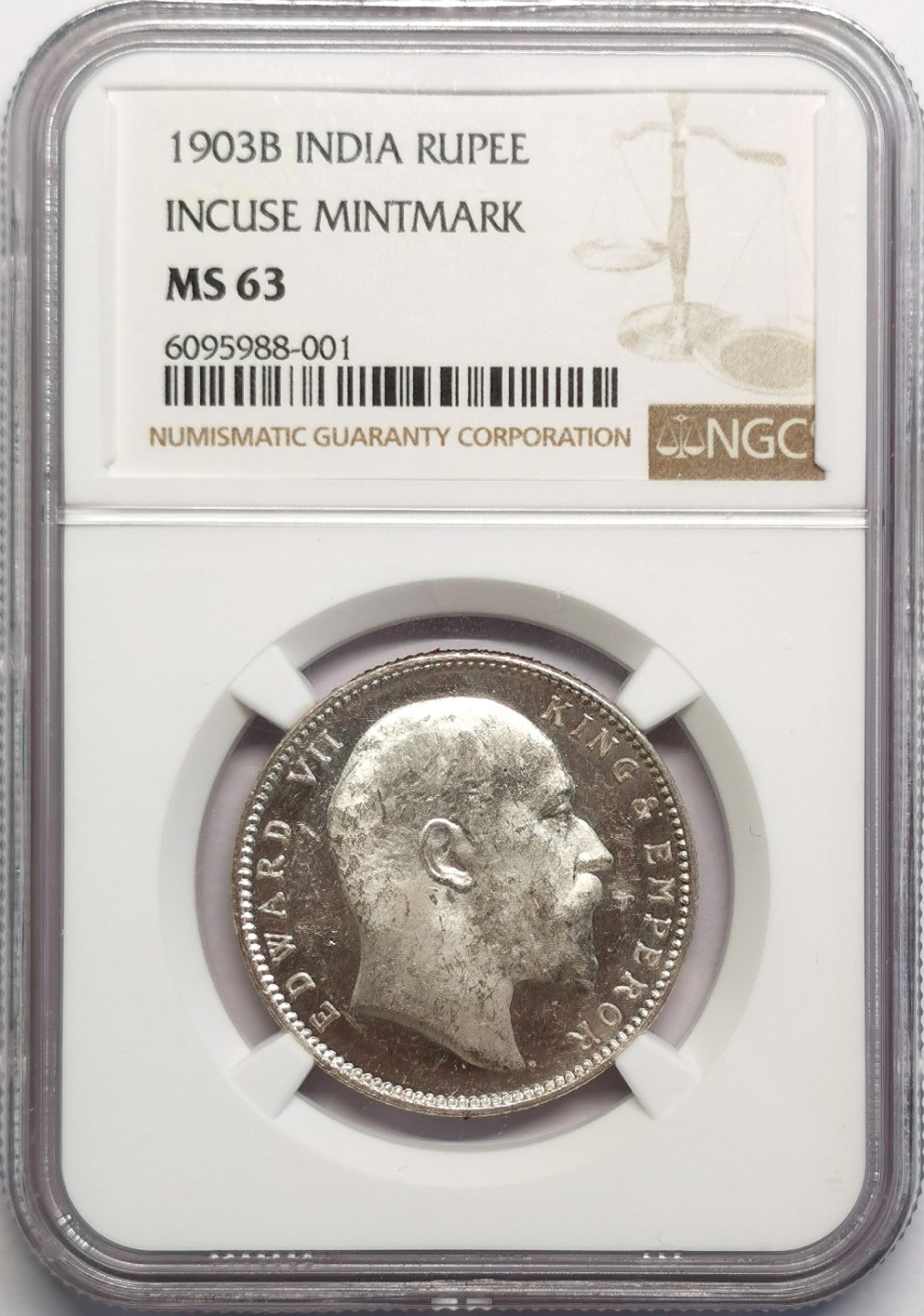 凡希社世界钱币微拍第二百十六期 1903B英属印度爱七卢比NGC-MS63正面PL！