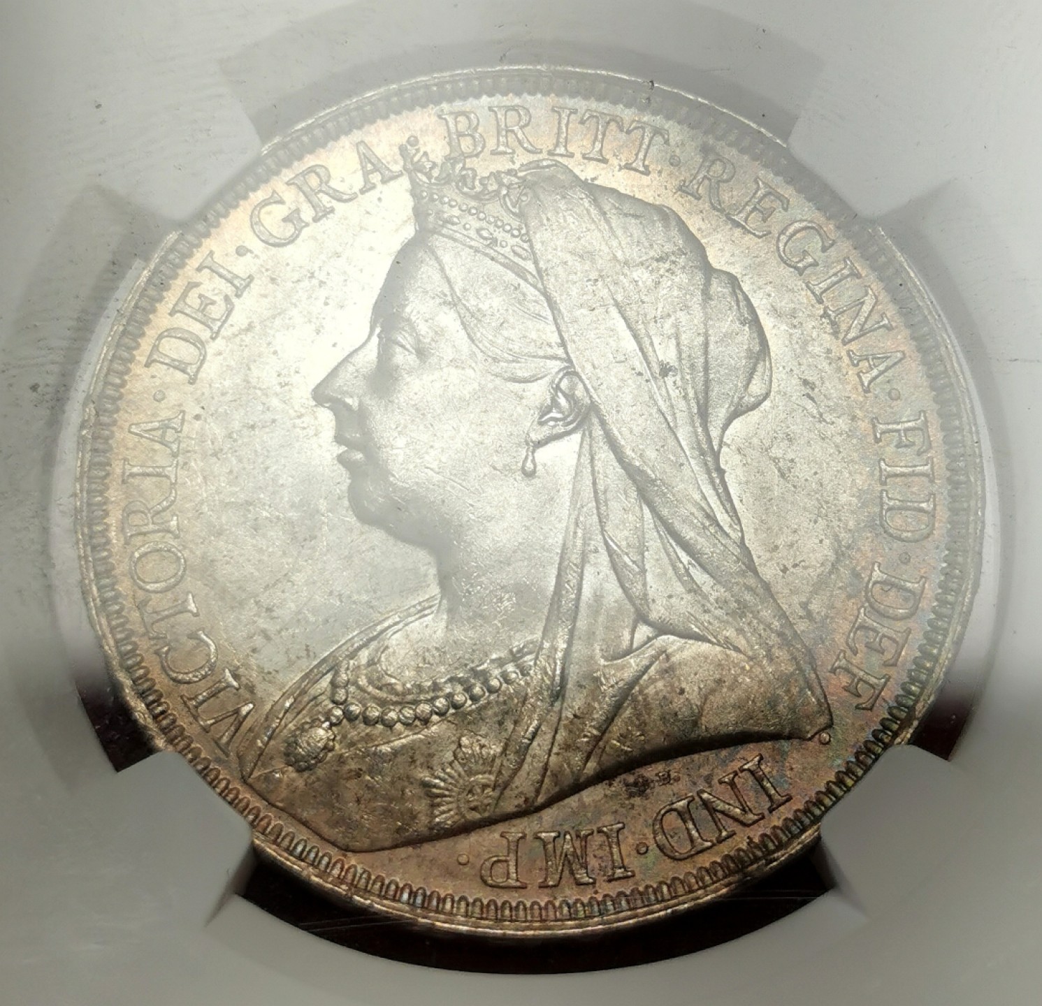 凡希社世界钱币微拍第二百十六期 1897英国老维批纱马剑NGC-MS61淡色金彩！