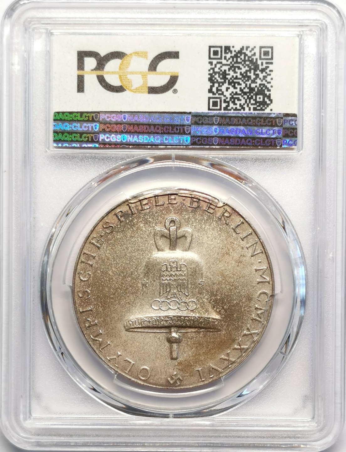 凡希社世界钱币微拍第二百十六期 荐！1936德国柏林奥运会纪念银章PCGS-SP64淡彩经典设计！