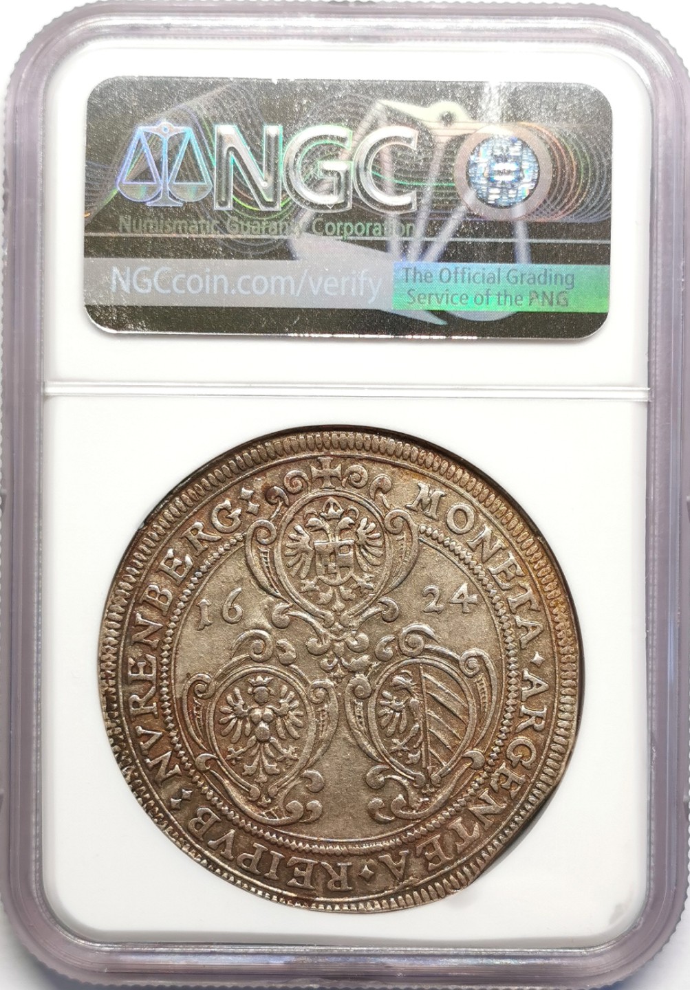 凡希社世界钱币微拍第二百十六期 1625纽伦堡三纹章泰勒大银NGC-AU55