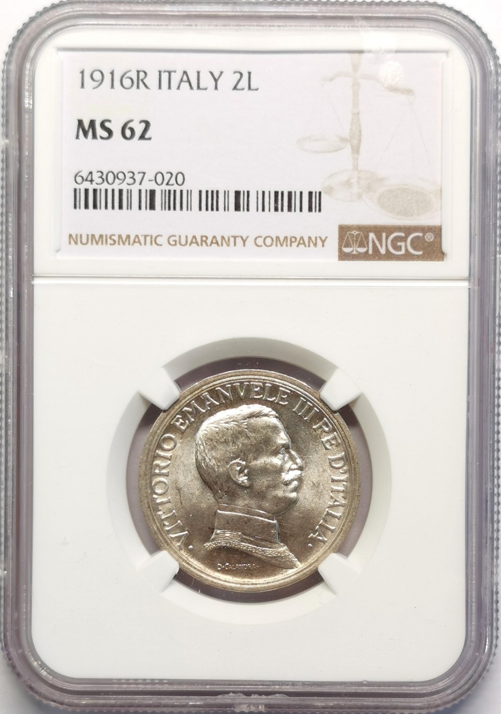 凡希社世界钱币微拍第二百十六期 1916意大利战车2里拉银币NGC-MS62