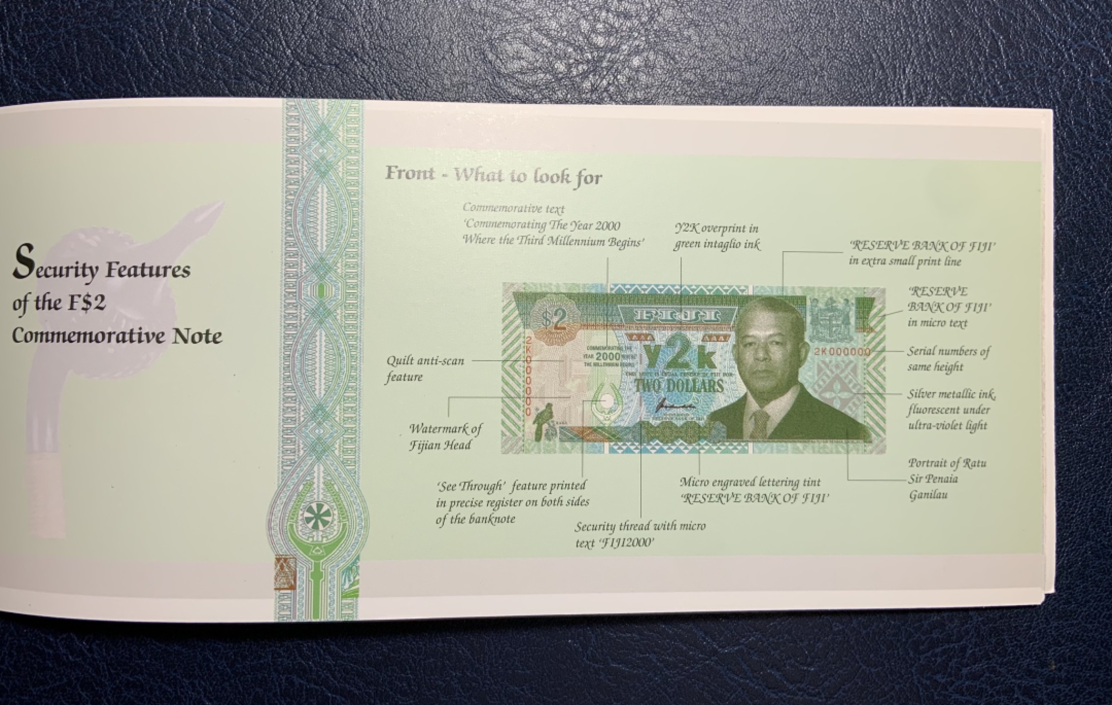 收藏联盟Quantum Auction 第200期拍卖  斐济群岛2000年2元千禧年纪念钞 品相全新UNC 带官方原版纪念册