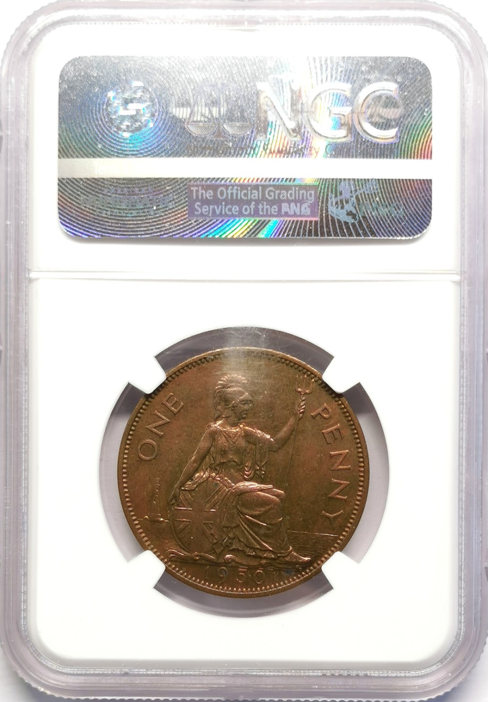 凡希社世界钱币微拍第二百十六期 1950英国乔六精铸便士NGC-PF64