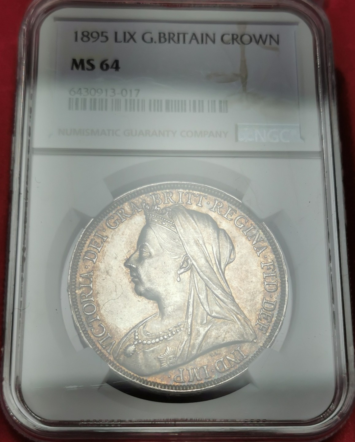 凡希社世界钱币微拍第二百十六期 荐！1895LIX英国老维批纱马剑NGC-MS64浅紫金色包浆收藏级！