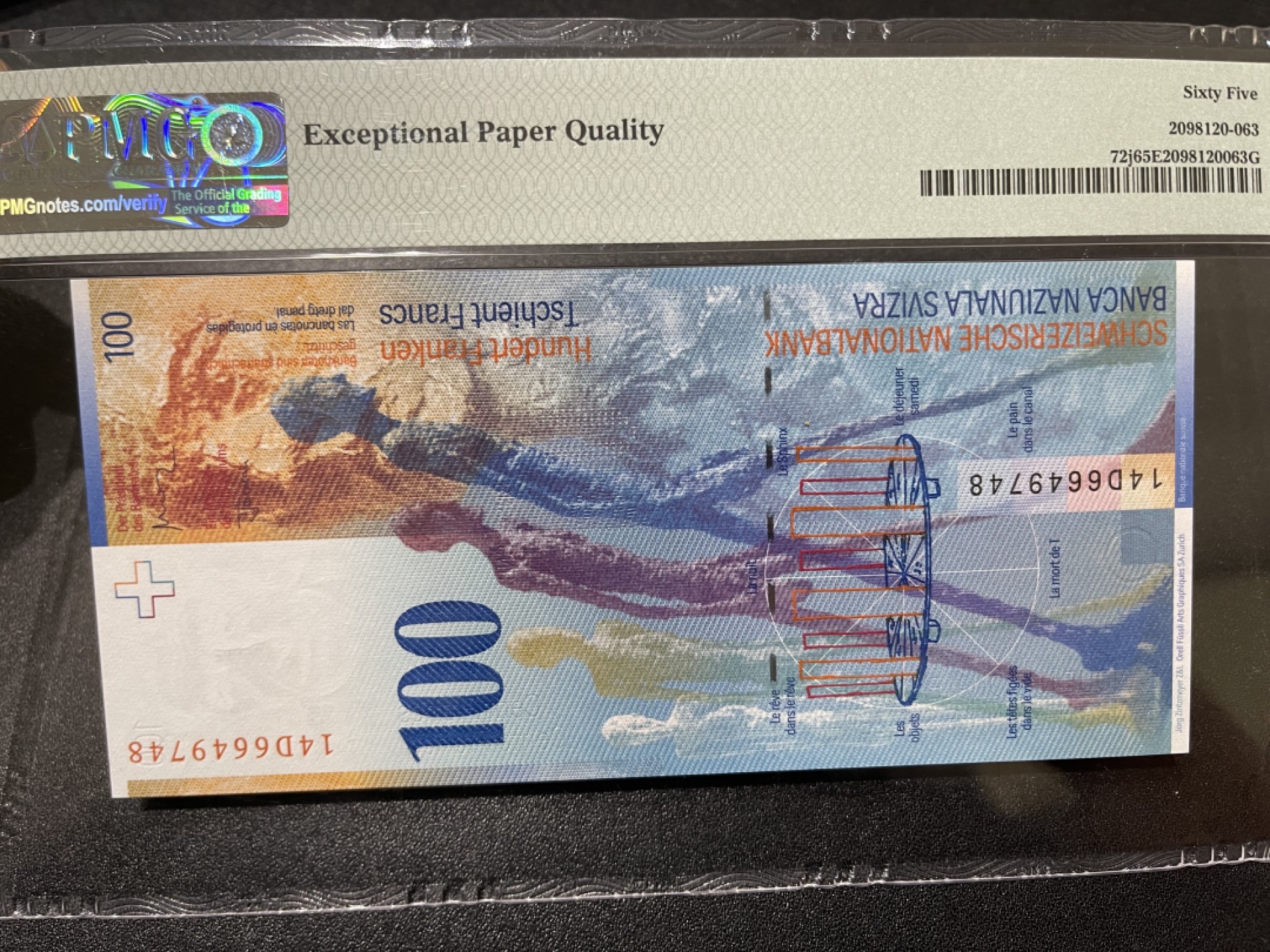 《外钞收藏家》第二百一十期 2014年瑞士100法郎 PMG65
