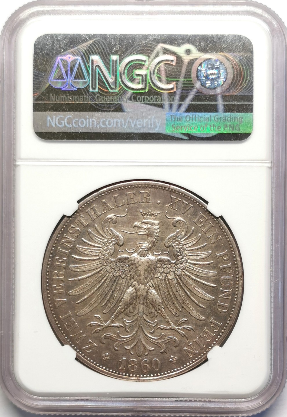 凡希社世界钱币微拍第二百十六期 1860法兰克福少女2泰勒大银NGC-AUD