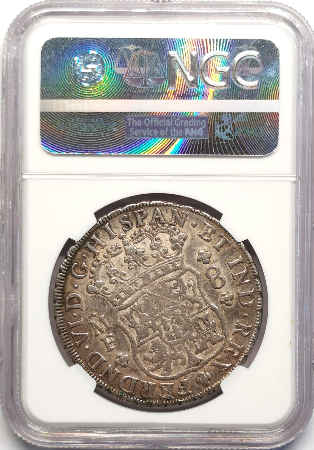 凡希社世界钱币微拍第二百十六期 1753墨西哥斐迪南六世地球双柱NGC-AU50好味道！