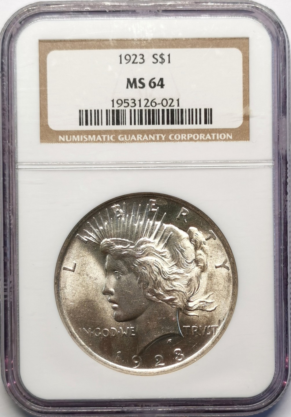 凡希社世界钱币微拍第二百十六期 1923美国和平Dollar大银NGC-MS64