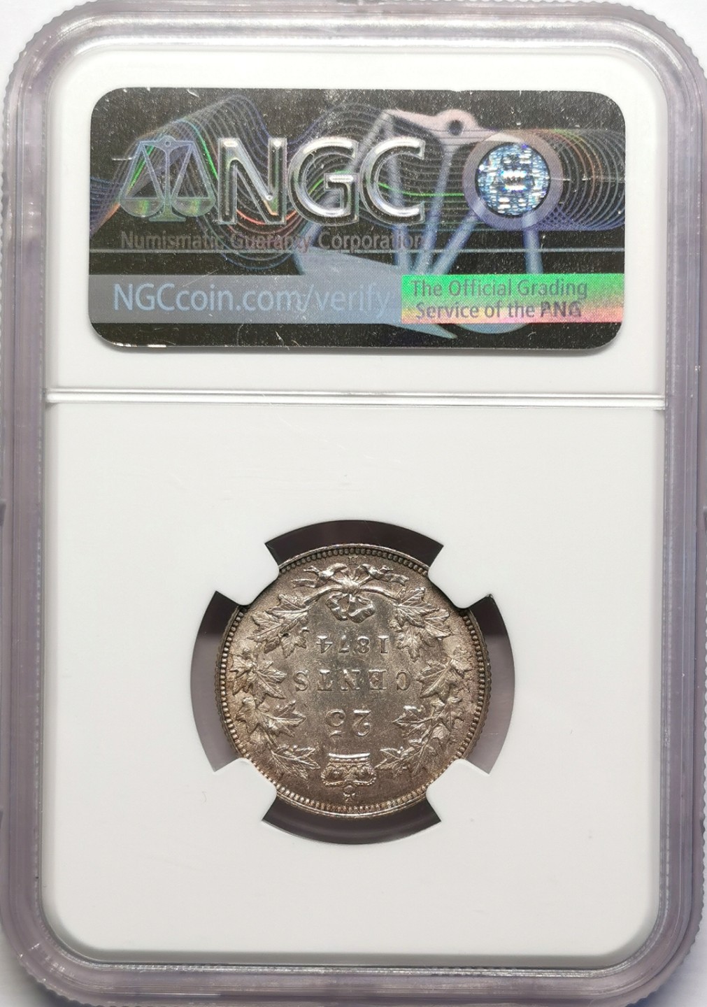 凡希社世界钱币微拍第二百十六期 1874H英属加拿大小维25分银币NGC-UNCD