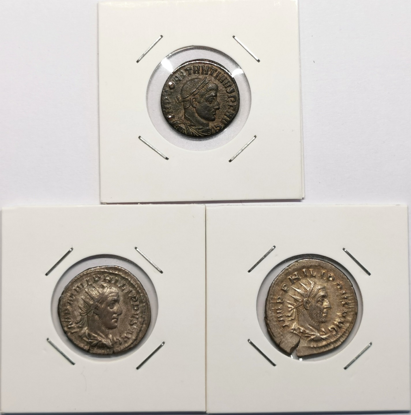 凡希社世界钱币微拍第二百十六期 古罗马皇帝菲利普dinar两银一铜极美品