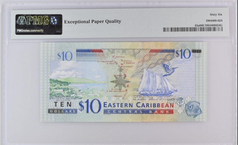 收藏联盟Quantum Auction 第200期拍卖  东加勒比国家(安圭拉)2003年10元 PMG66