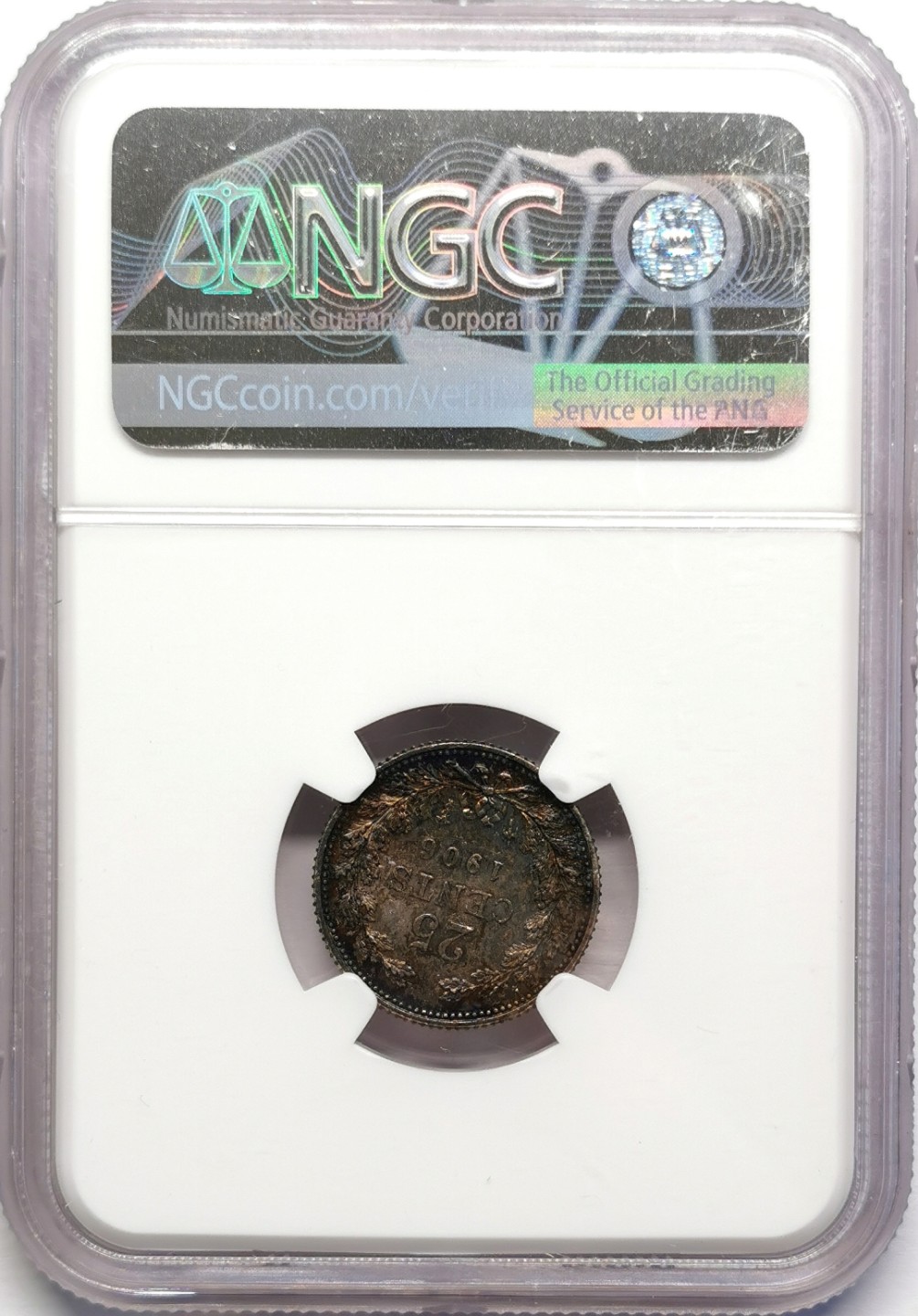 凡希社世界钱币微拍第二百十六期 1906荷兰威廉敏娜25分银辅币NGC-MS63
