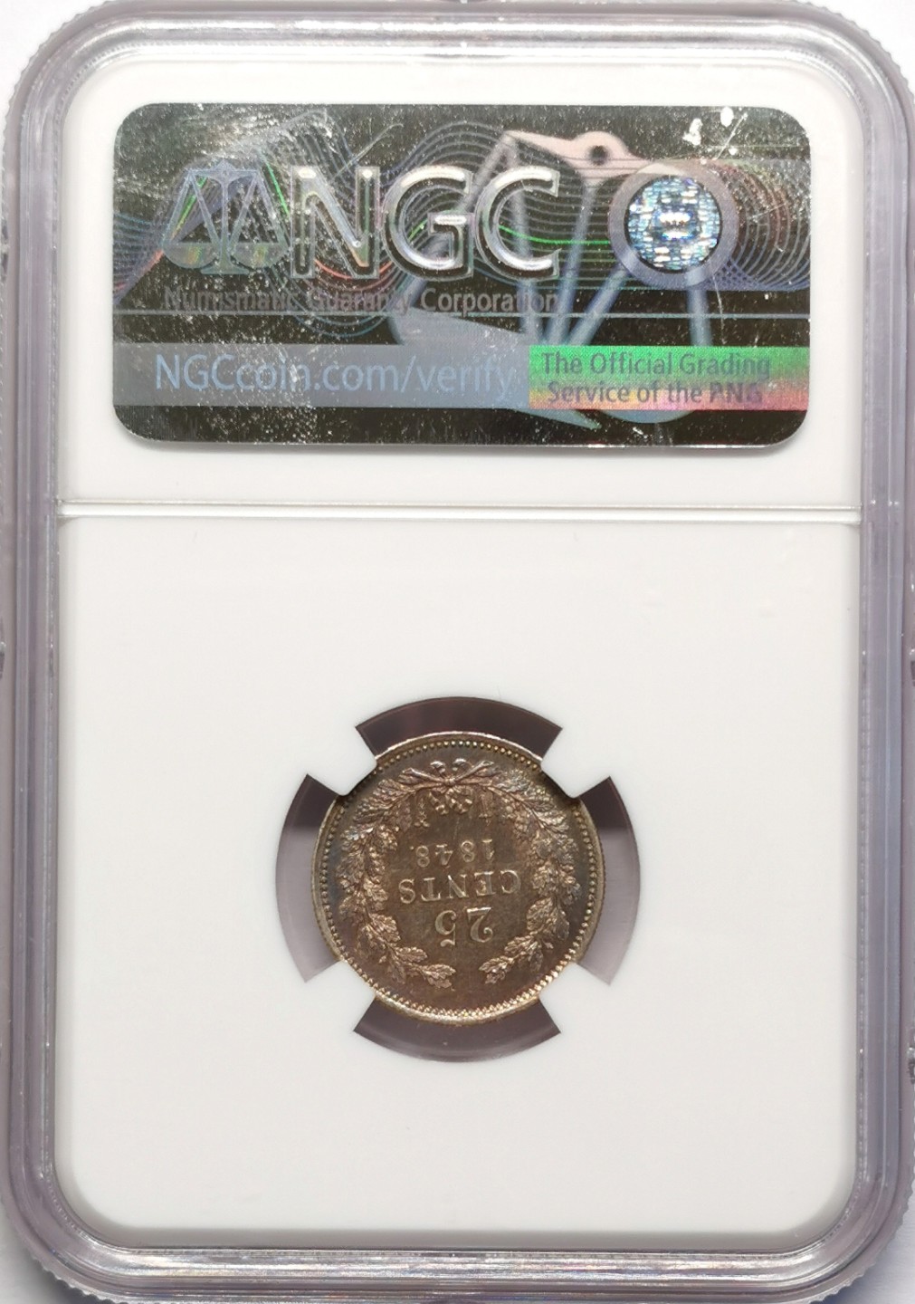 凡希社世界钱币微拍第二百十六期 1848荷兰25分银辅币NGC-AUD
