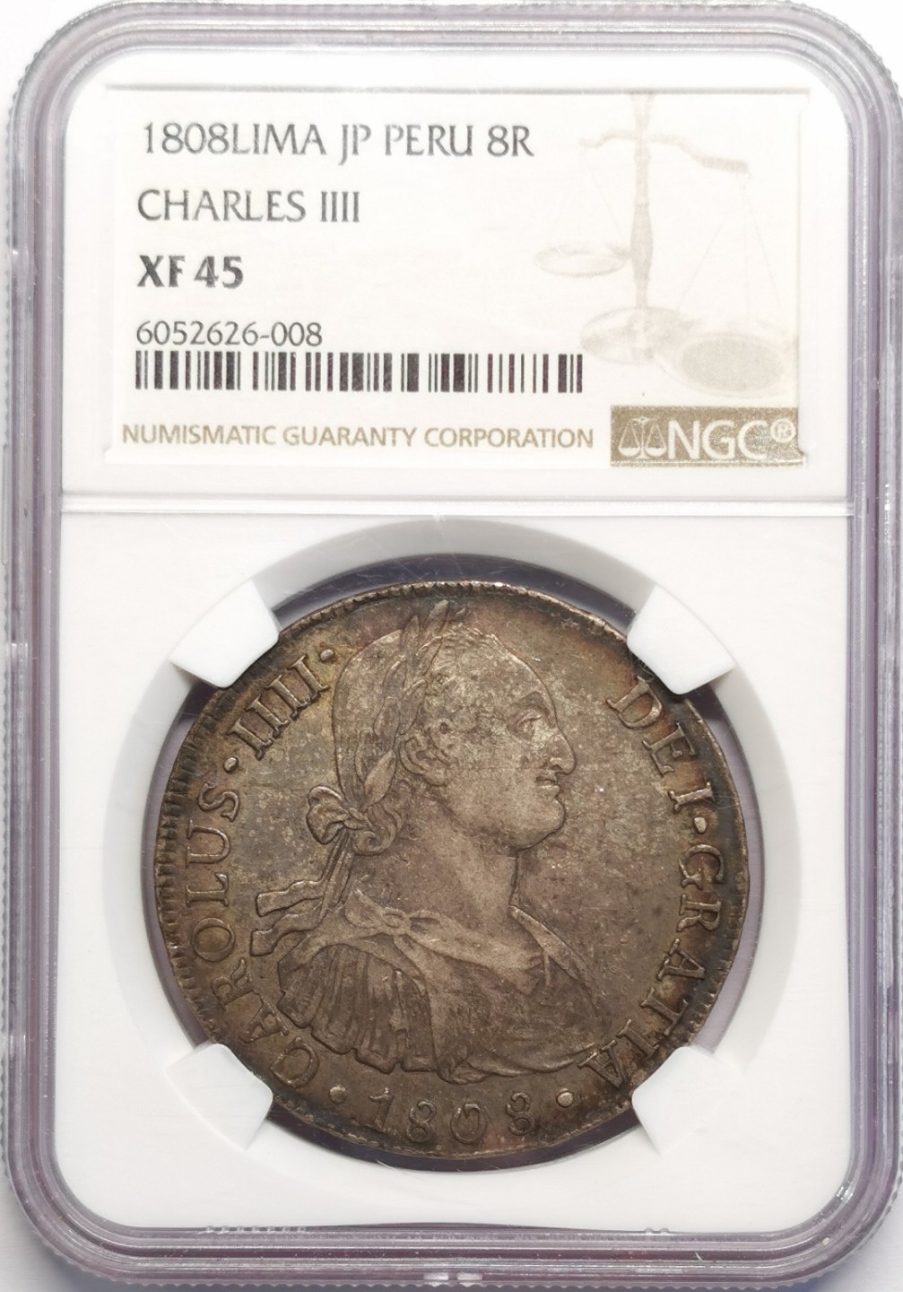 凡希社世界钱币微拍第二百十六期 1808JP秘鲁卡四双柱NGC-XF45