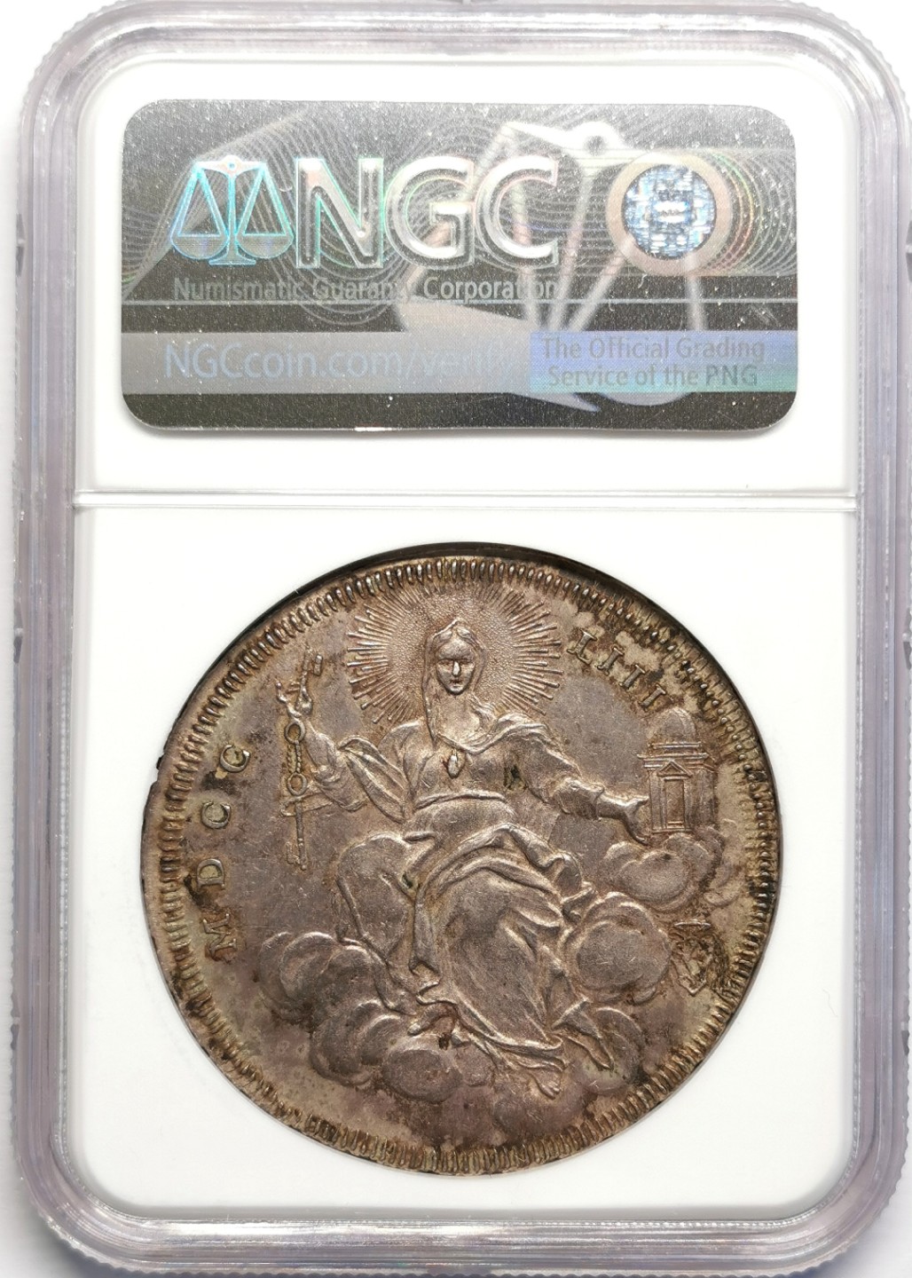 凡希社世界钱币微拍第二百十六期 荐！1753教皇国本笃十四SCUDO大银NGC-AU58图文深峻色调迷人！