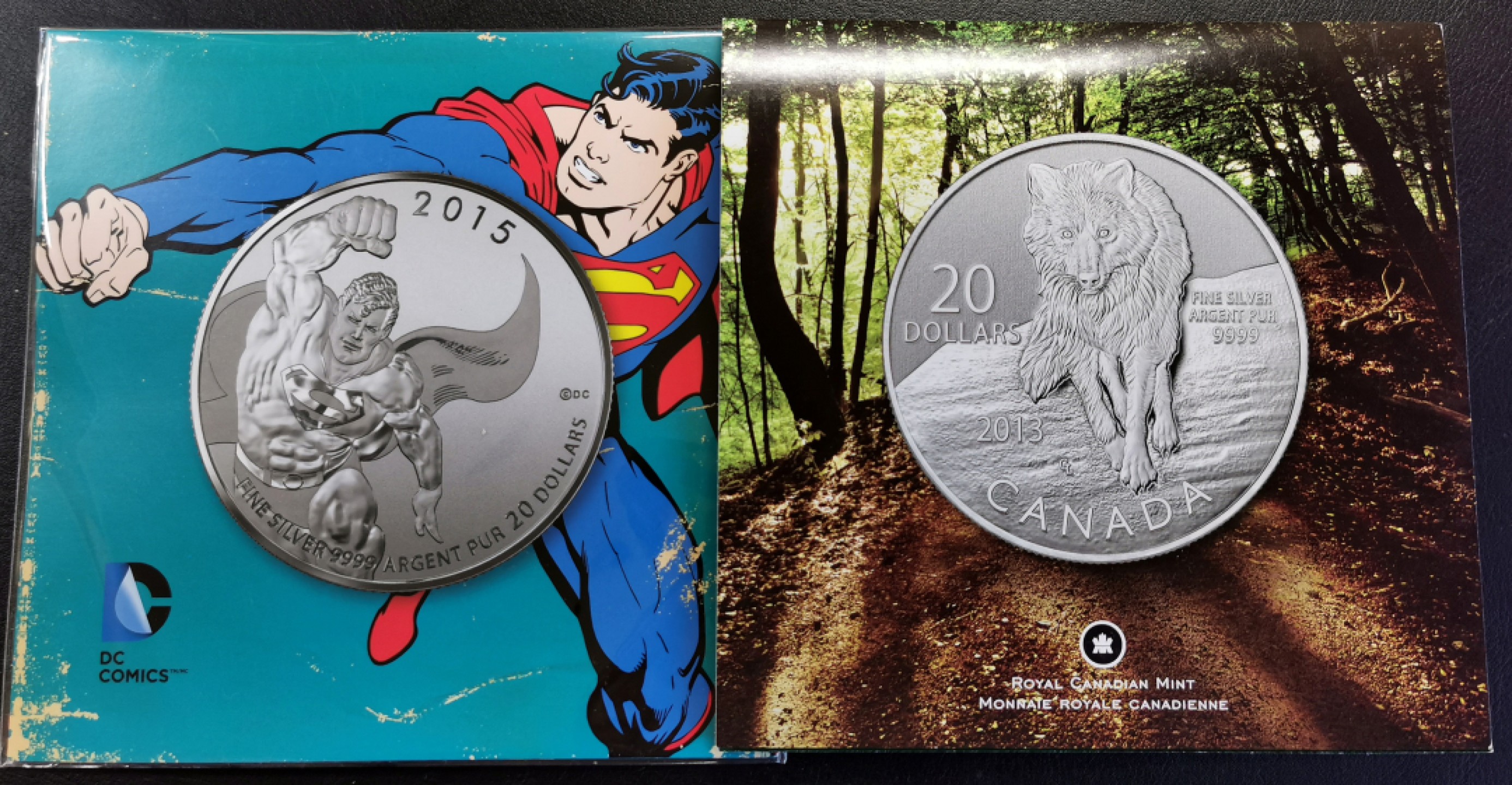 凡希社世界钱币微拍第二百十六期 加拿大野狼&超人20加元纪念银币原厂包装