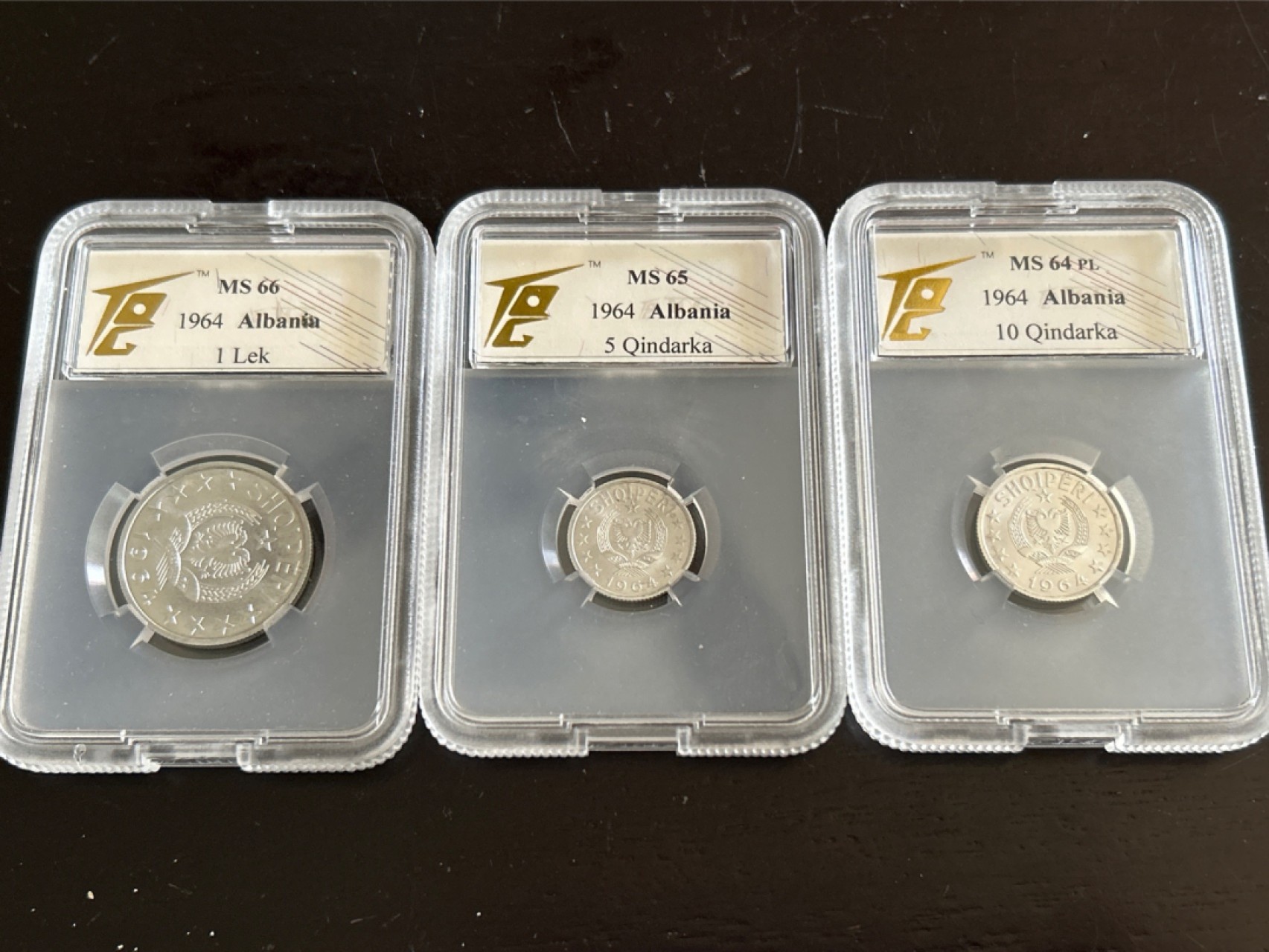 收藏联盟Quantum Auction 第201期拍卖 硬币场 1964年阿尔巴尼亚 流通套币 中国代造 TQG评级一套五枚