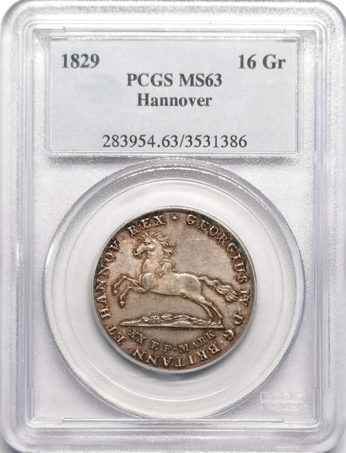凡希社世界钱币微拍第二百十六期 1829汉诺威飞马16G银币PCGS-MS63