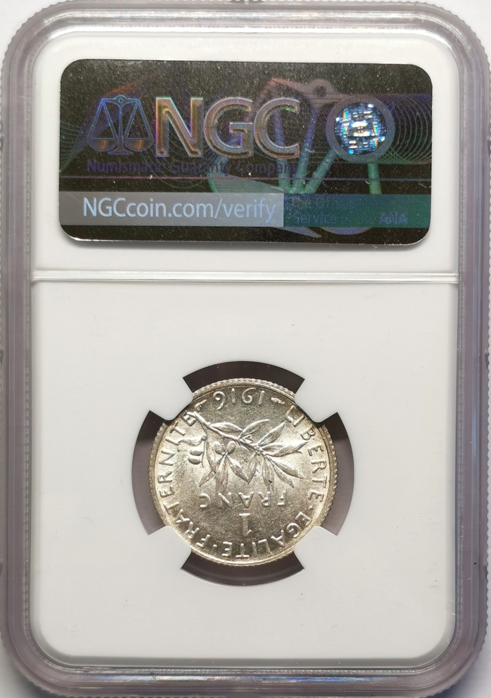 凡希社世界钱币微拍第二百十六期 1916法国银法郎NGC-AU58