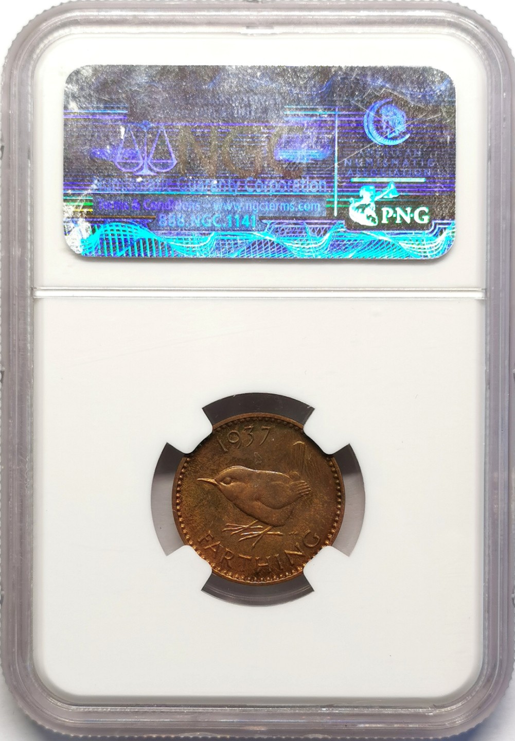 凡希社世界钱币微拍第二百十六期 1937英国乔六1/4便士精铸NGC-PF64