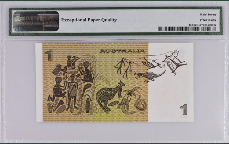 收藏联盟Quantum Auction 第200期拍卖  澳大利亚1983年1元 PMG67 号码不带4