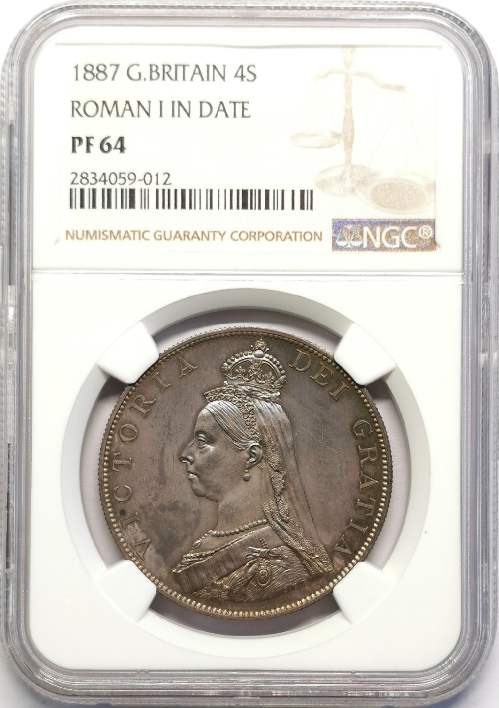 凡希社世界钱币微拍第二百十六期 稀！1887英国老维高冠双佛罗林NGC-PF64五彩绝美收藏级！