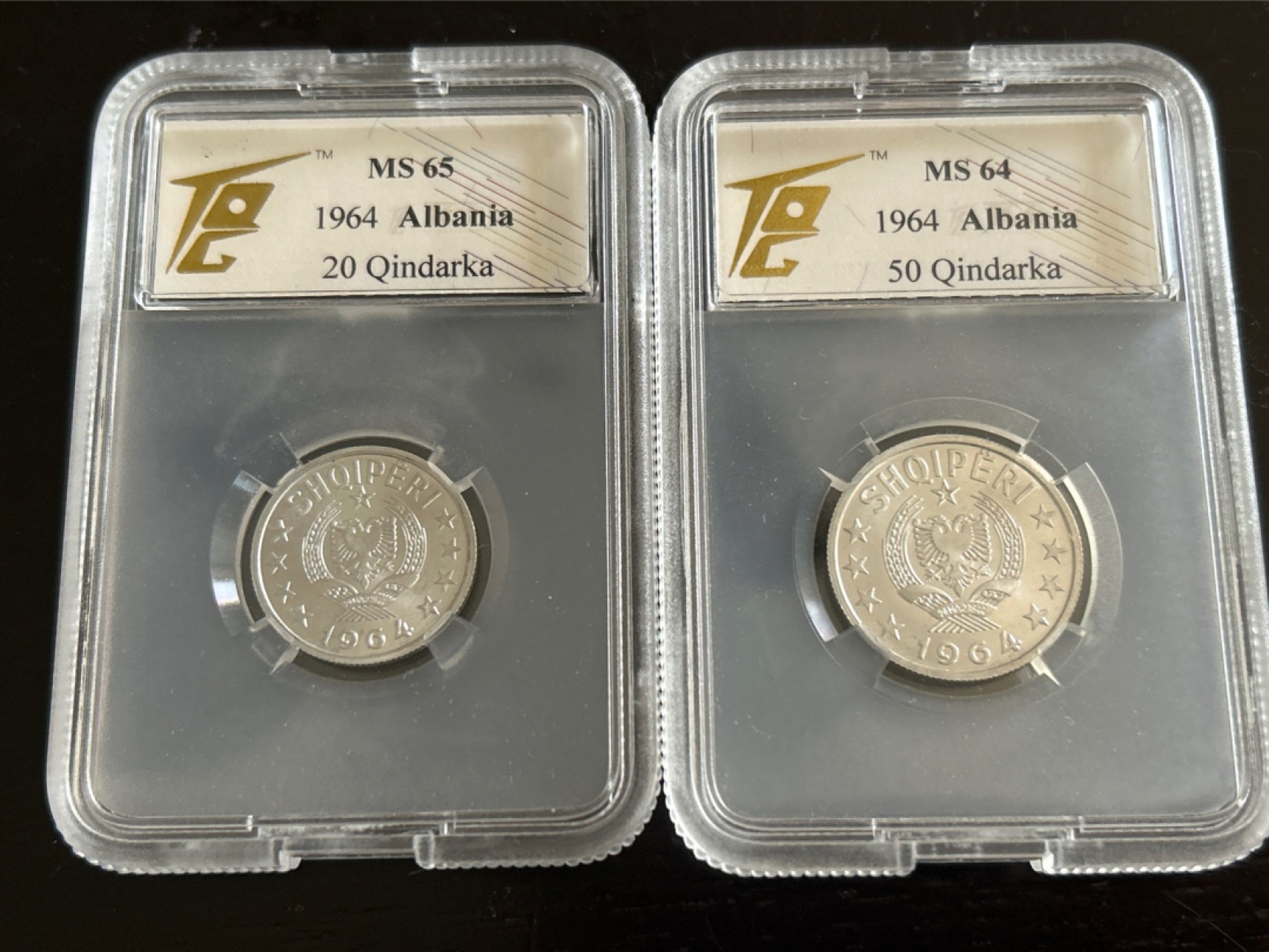 收藏联盟Quantum Auction 第201期拍卖 硬币场 1964年阿尔巴尼亚 流通套币 中国代造 TQG评级一套五枚