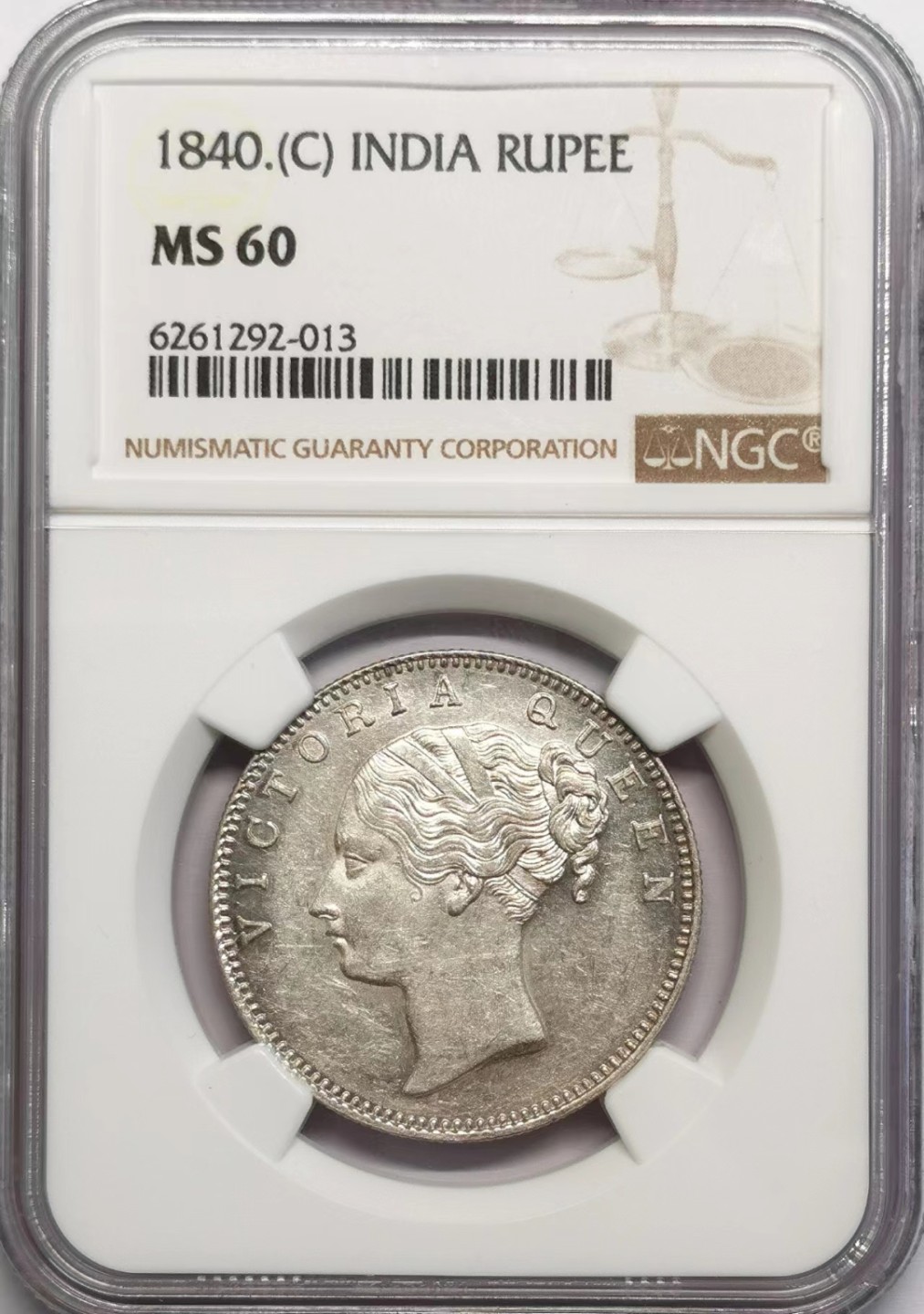 凡希社世界钱币微拍第二百十六期 1840东印度公司小维卢比NGC-MS60印度式头像！