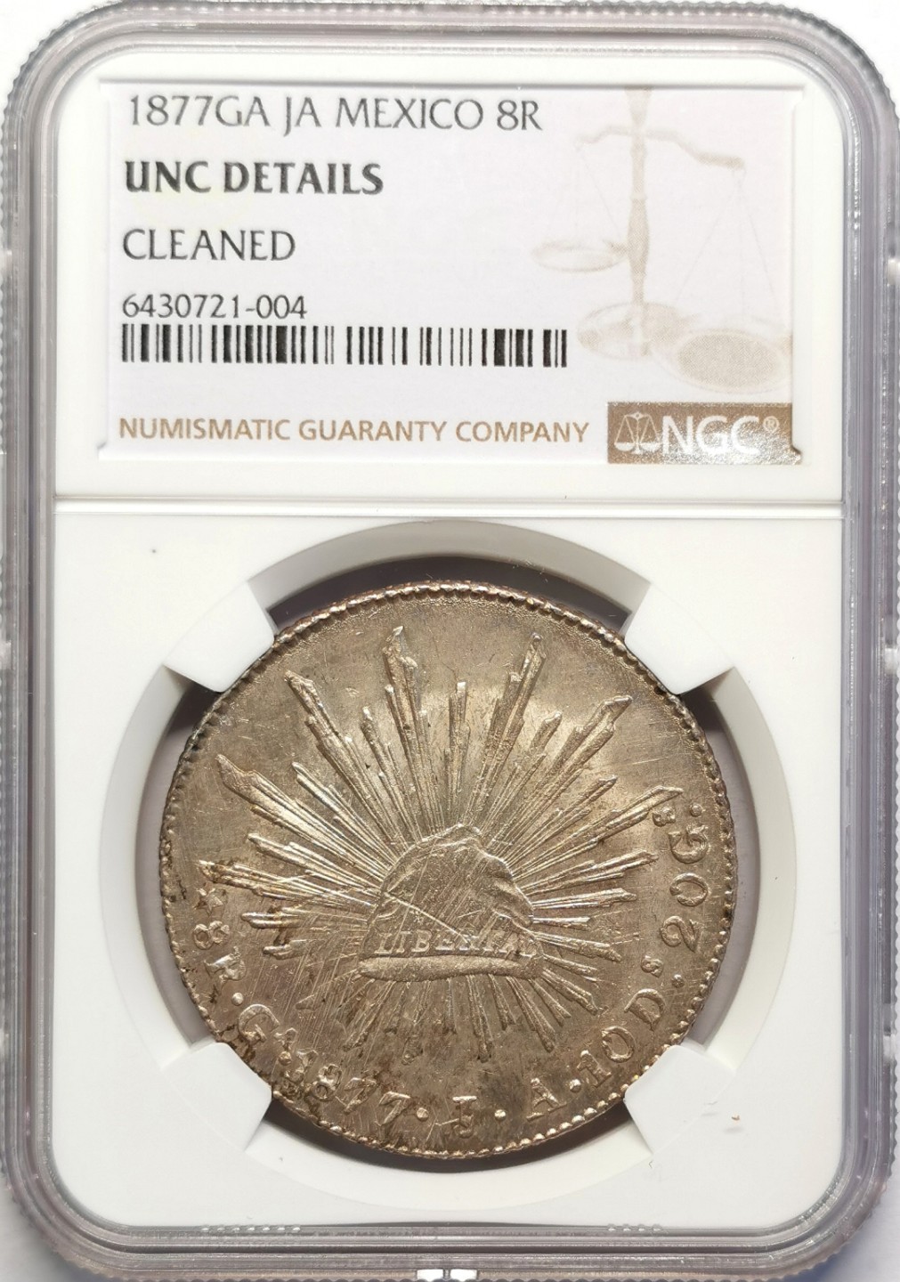 凡希社世界钱币微拍第二百十六期 1877GA墨西哥花边鹰洋NGC-UNCD