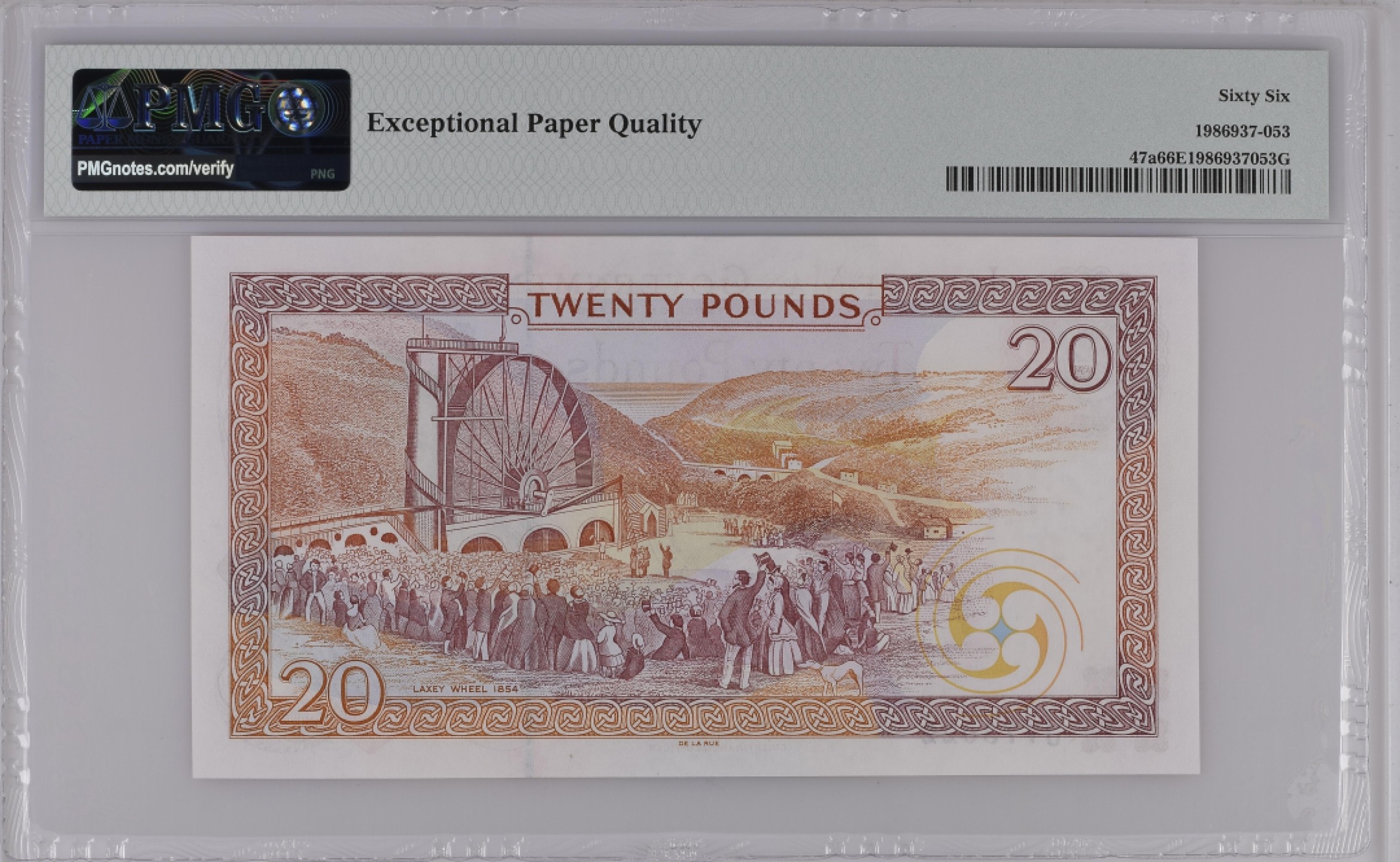 收藏联盟Quantum Auction 第200期拍卖  马恩岛2007年20镑 PMG66 稀少版本(行名少“limited”)  德纳罗代印