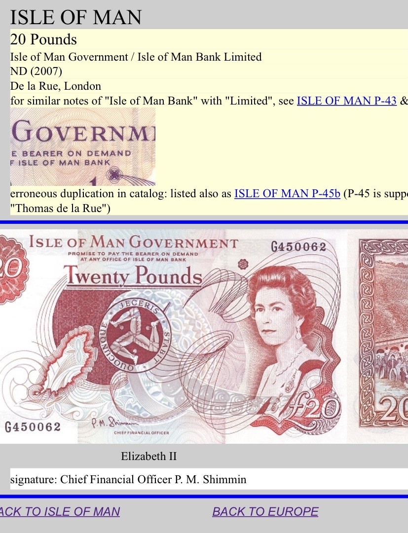 收藏联盟Quantum Auction 第200期拍卖  马恩岛2007年20镑 PMG66 稀少版本(行名少“limited”)  德纳罗代印