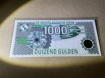 【Blue Auction】✨世界纸币精拍第240期(潜力品种场) - 荷兰 1994年1000盾 最高值 大齿轮 全新UNC 精美