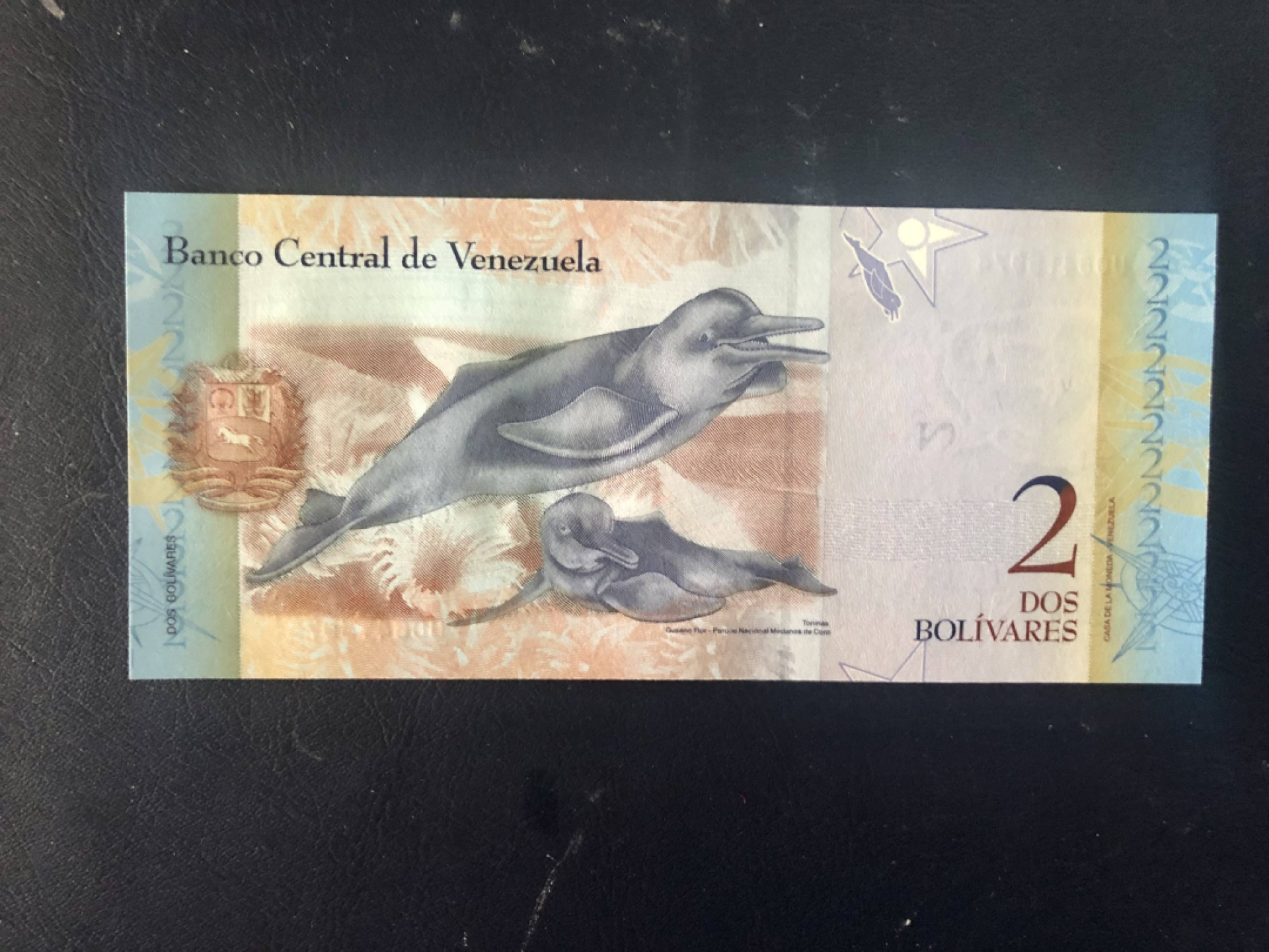 北极狼藏苑社(30)港澳台，邻国钞.裸票 94061-全新UNC 委内瑞拉2玻利瓦尔·彩虹币